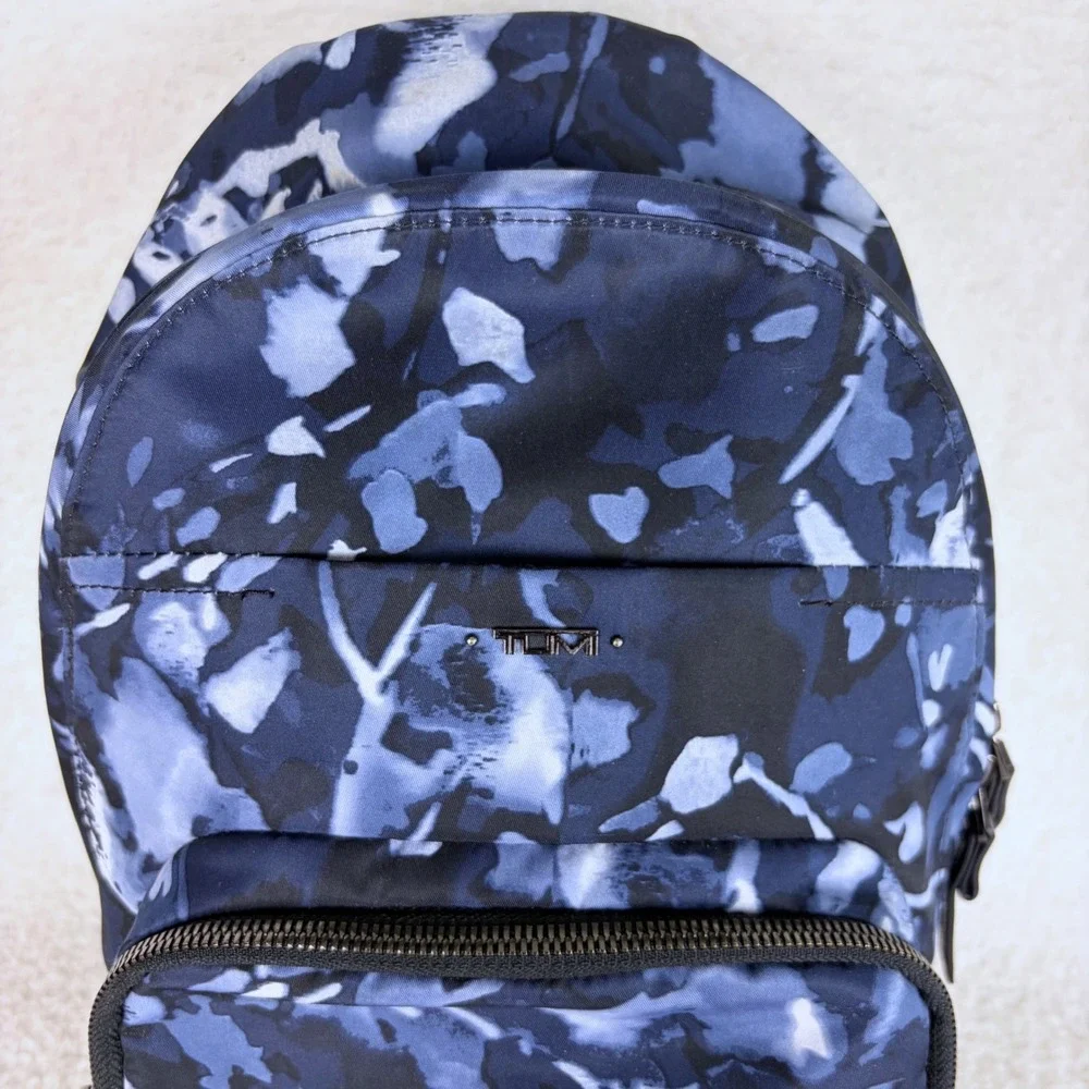 TUMI Voyageur Nadia Convertible Sling Bag Indigo Watercolor Nylon Backpack